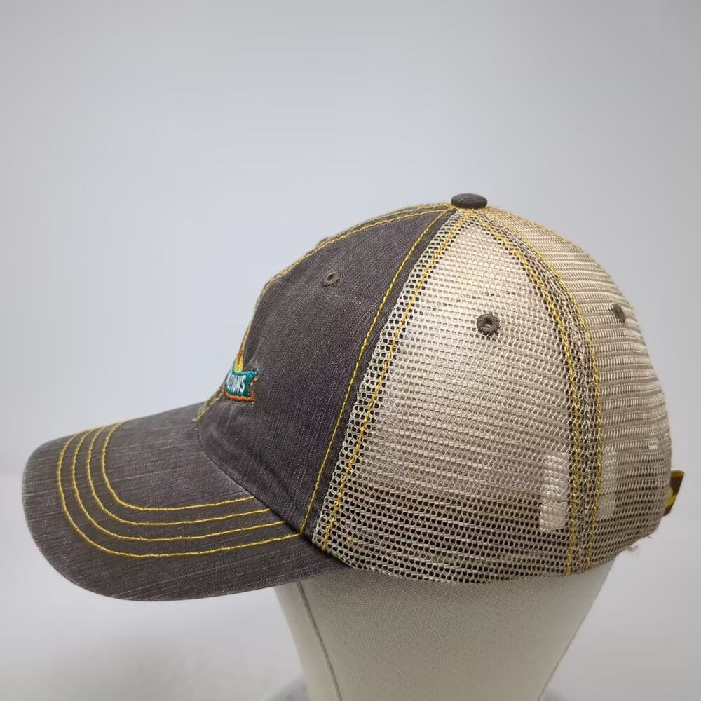 Simplot Baseball Cap Gray Beige One Size Embroidered Logo Mesh Back Strapback - Picture 3 of 9
